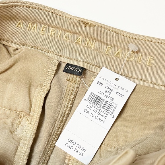 American Eagle NWT Baggy Wide Leg Khaki Pants 10 SHORT trousers high rise waist - Picture 5 of 12
